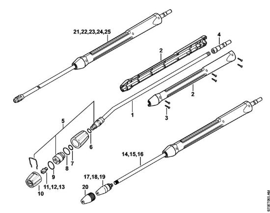 Lavadora de alta pressão eléctrica (RE) RE 581 PLUS Tubo de injecção, Tubeira do rotor da marca Stihl