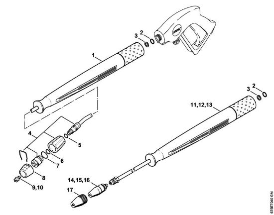 Lavadora de alta pressão eléctrica (RE) RE 581 PLUS Tubo de injecção, Tubeira do rotor da marca Stihl