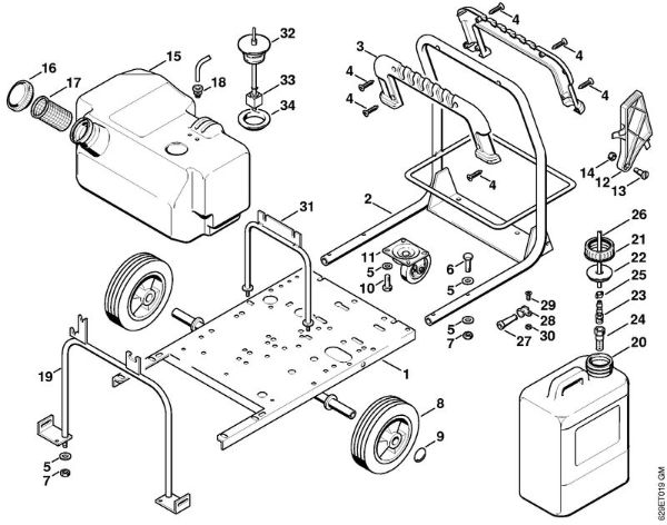 Lavadora de alta pressão eléctrica (RE) RE 630 W Carrinho da marca Stihl