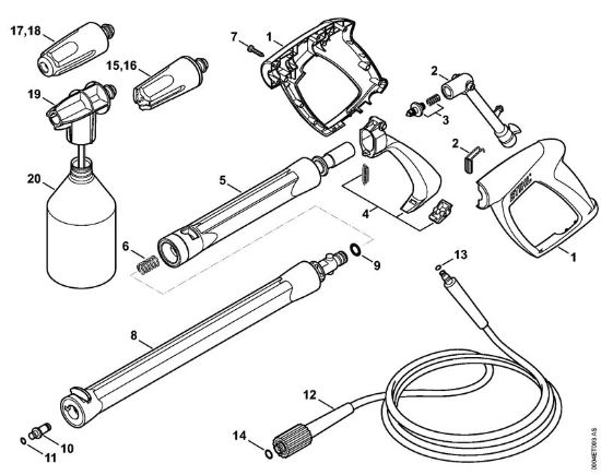Lavadora de alta pressão eléctrica (RE) RE 88 Pistola, Tubo de pulverização da marca Stihl