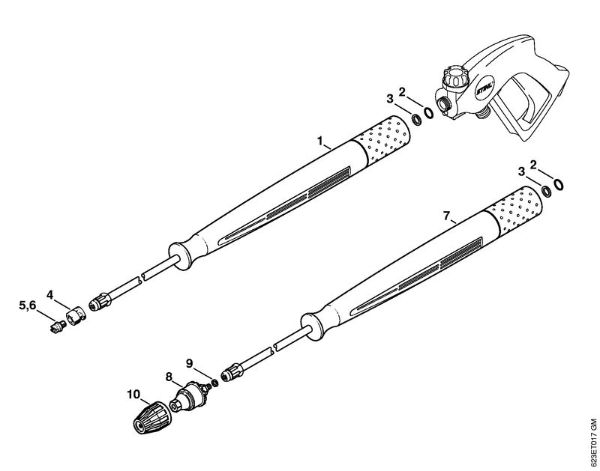 Lavadora de alta pressão eléctrica (RE) RE 880 W Tubo de injecção, Tubeira do rotor da marca Stihl