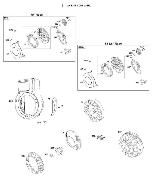 B&S - 09â  093312-0182-B1 B - Cárter/resguardos do ventilador, volante do motor, motor de arranque de enrolamento da marca Stihl