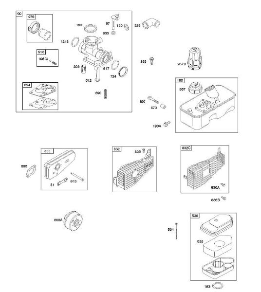 B&S - 09â  09T602-0126-H1 A - Filtro de ar, carburador, sistema de escape, alimentação de combustível da marca Stihl
