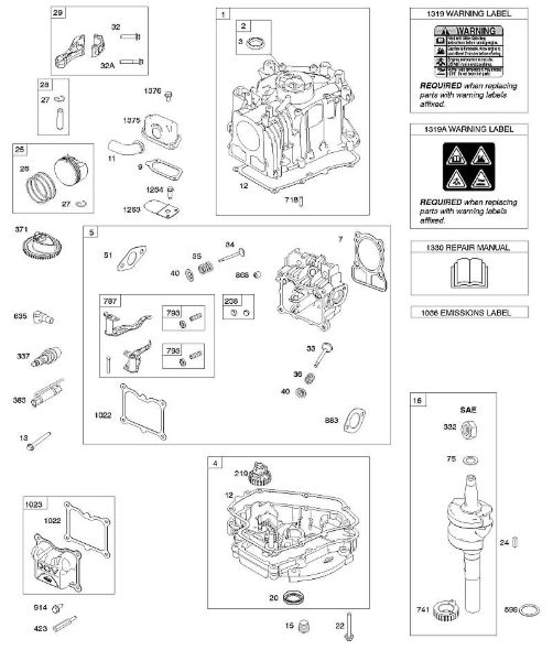 B&S - 10â  100802-0126-H8 D - Roda do veio de excêntricos, depósito/cobertura do cárter do bloco do motor, cambota, cilindro, cabeça do cilindro, êmbolo/segmentos do êmbolo/biela da marca Stihl