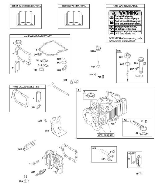 B&S - 10â  10F902-0110-B1 F - Cilindro, cabeça do cilindro, conjunto de juntas â€“ motor, conjunto de juntas â€“ válvula, lubrificação da marca Stihl