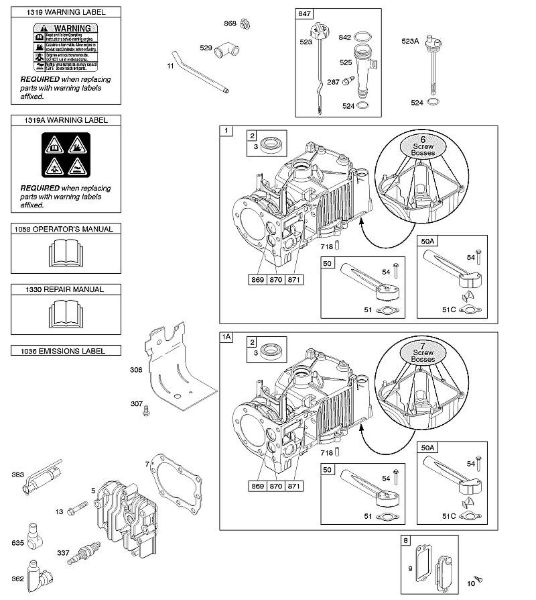 B&S - 10â  10T802-0198-H1 F - Cilindro, cabeça do cilindro, lubrificação, manual do utilizador, etiqueta de aviso da marca Stihl