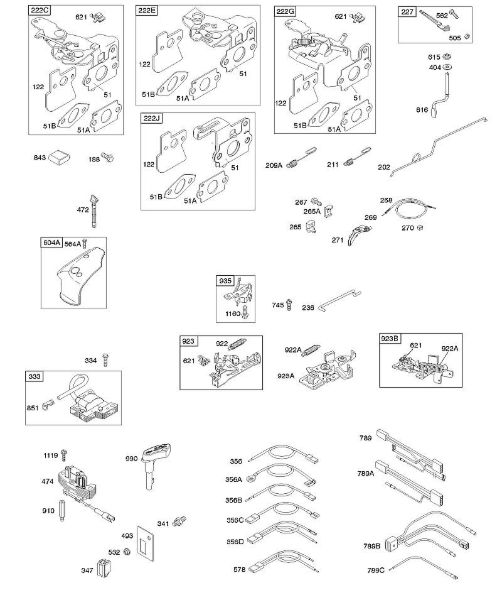 B&S - 12â  121602-0327-E1 C - Travão, elementos de comando, mola do regulador, ignição da marca Stihl