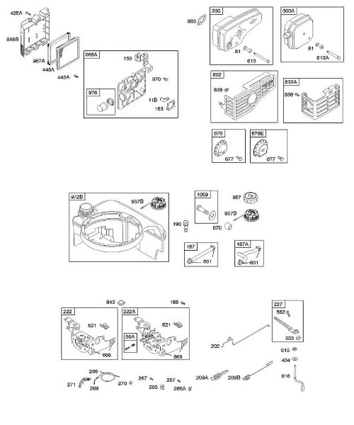 B&S - 12â  122H82-0125-01 A - Filtro de ar, elementos de comando, sistema de escape, alimentação de combustível, mola do regulador da marca Stihl