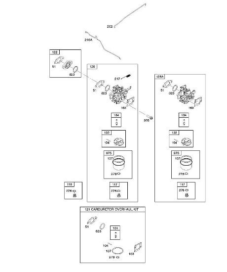 B&S - 12â  122Q02-0146-B1 D - Carburador, kit de revisão do carburador da marca Stihl