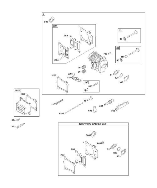 B&S - 12â  122Q02-0162-H1 F - Cabeça do cilindro, conjunto de juntas â€“ válvulas, válvulas da marca Stihl