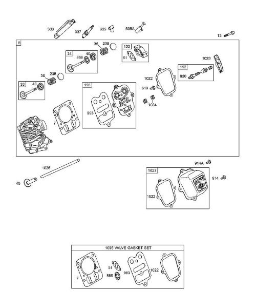 B&S - 12â  126492-0165-E1 I - Cabeça, jogos/juntas - válvula, válvulas da marca Stihl