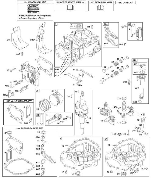 B&S - 12â  12H802-1803-B1 D - Excêntricos, veio de excêntricos, cambota, cilindro, cárter do óleo do motor, jogo/juntas, lubrificação, grupo do êmbolo, válvulas da marca Stihl