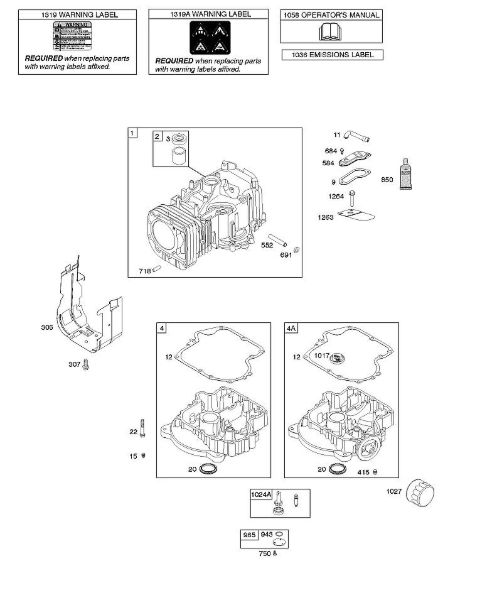 B&S - 21â  217802-0210-B1 F - Cilindro, cárter do motor, lubrificação, manual do utilizador, etiqueta de aviso da marca Stihl