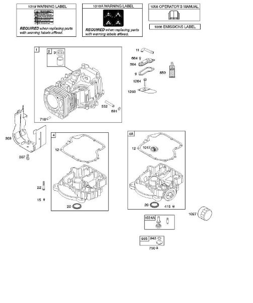 B&S - 21â  21B807-0135-B1 G - Cilindro, cárter do motor, lubrificação, manual do utilizador, etiqueta de aviso da marca Stihl