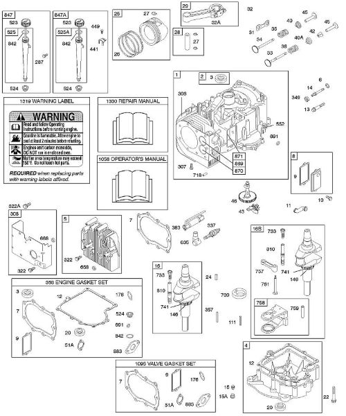 B&S - 28â  286707-1143-E2 E - Cobertura do cárter do bloco do motor/cárter do óleo, conjunto de juntas do motor, cilindro, óleo, conjunto de juntas da válvula, cambota, êmbolo/segmentos/biela da marca Stihl