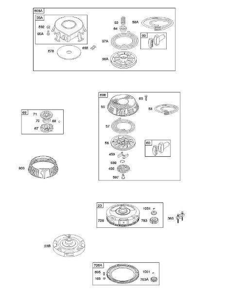 B&S - 28â  286707-1143-E2 H - Motor de arranque de enrolamento, volante do motor da marca Stihl