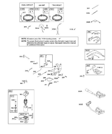 B&S - 31â  31A607-0125-B1 A - Alternador, elementos de comando, ignição da marca Stihl
