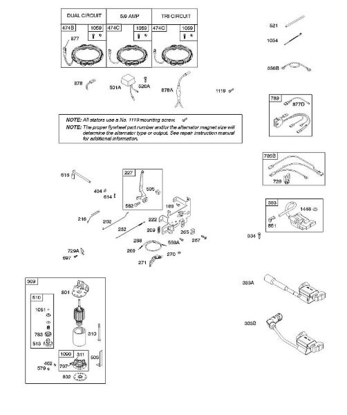 B&S - 31â  31A607-0125-B1 A - Alternador, elementos de comando, ignição da marca Stihl