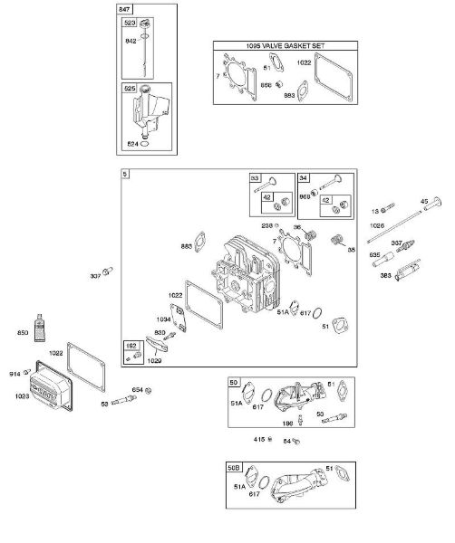 B&S - 31â  31A607-0156-B1 E - Cabeça do cilindro, conjunto de juntas â€“ válvula, colector de admissão, lubrificação, válvulas da marca Stihl