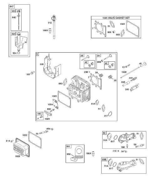 B&S - 31â  31G777-0120-E1 E - Cabeça do cilindro, conjunto de juntas - válvula, colector de admissão, válvulas da marca Stihl