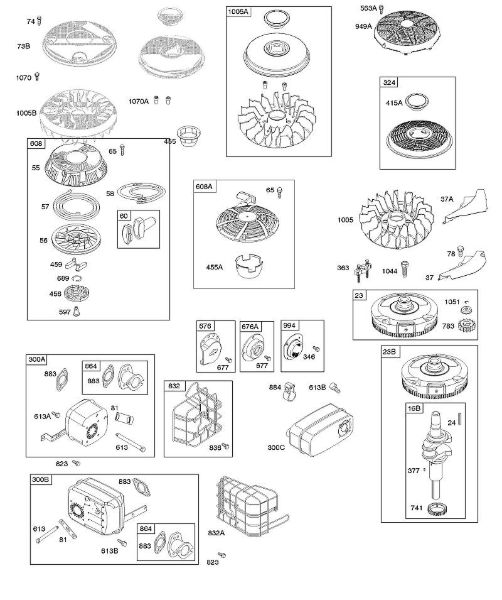 B&S - 31â  31G777-0148-B1 F - Sistema de escape, volante do motor, motor de arranque de enrolamento da marca Stihl