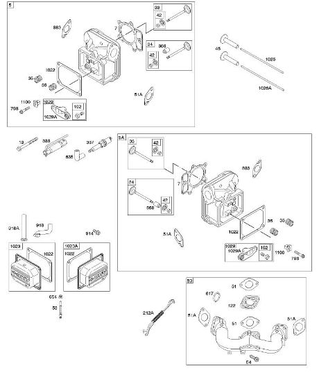 B&S - 40â  401577-0130-B1 D - Cabeça do cilindro, tampa da alavanca basculante, colector de admissão da marca Stihl
