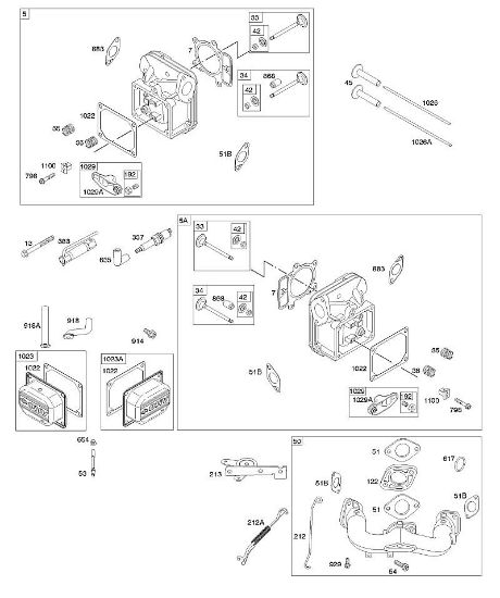 B&S - 40â  405577-0112-E1 D - Cabeça do cilindro, tampa da alavanca basculante, colector de admissão da marca Stihl