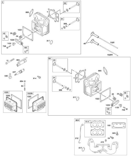 B&S - 40â  405777-0113-E1 F - Cabeça do cilindro, colector de admissão, válvulas da marca Stihl