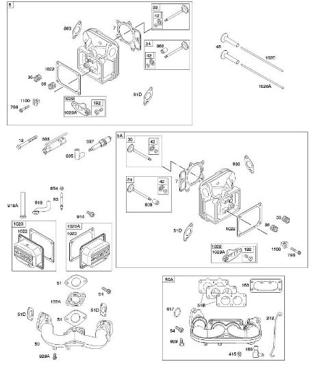 B&S - 40â  407777-0117-E1 E - Cabeça do cilindro, tampa da alavanca basculante, colector de admissão da marca Stihl