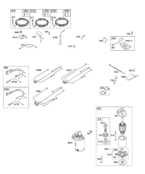 B&S - 44â  445577-0125-B1 A - Alternador, cablagem, motor de arranque, ignição da marca Stihl