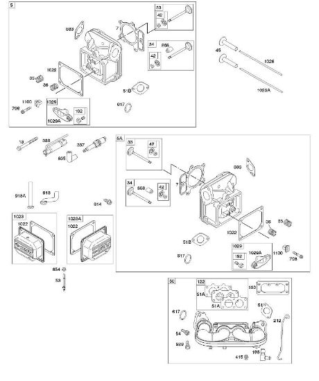 B&S - 44â  445577-0138-B1 D - Cabeça do cilindro, tampa da alavanca basculante, colector de admissão da marca Stihl
