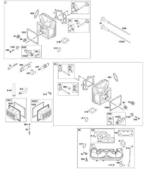 B&S - 44â  445577-5138-B1 D - Cabeça do cilindro, tampa da alavanca basculante, colector de admissão da marca Stihl