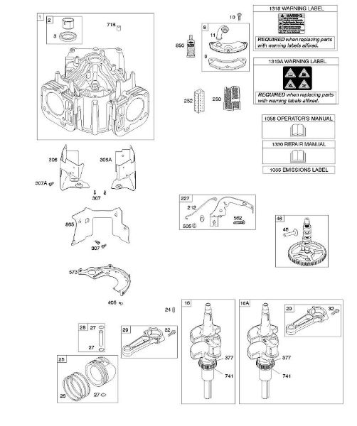 B&S - 44â  44R577-0001-H1 D - Cilindro, cambota, veio de excêntricos, condutas de ar da marca Stihl
