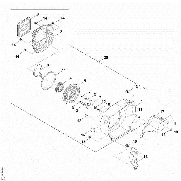 Imagem de J - Sistema de arranque, cárter do ventilador EHC 600.0 (EHC600-0003)