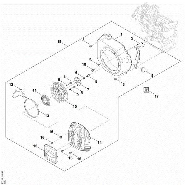 Imagem de J - Sistema de arranque, cárter do ventilador EHC 605.0 (EHC605-0001)
