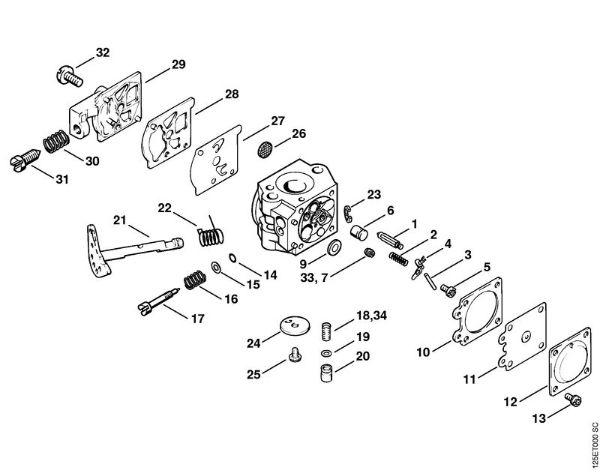 Moto-serras a gasolina (MS) 009 Carburador WT-323 USA, WT-563 CDN da marca Stihl