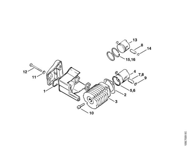 Moto-serras a gasolina (MS) 009 Cilindro (32.88), (25.84), (27.83) da marca Stihl