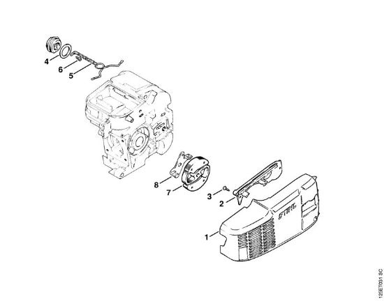 Moto-serras a gasolina (MS) 009 LQ Embreagem (33.89), (30.89), (25.84) da marca Stihl