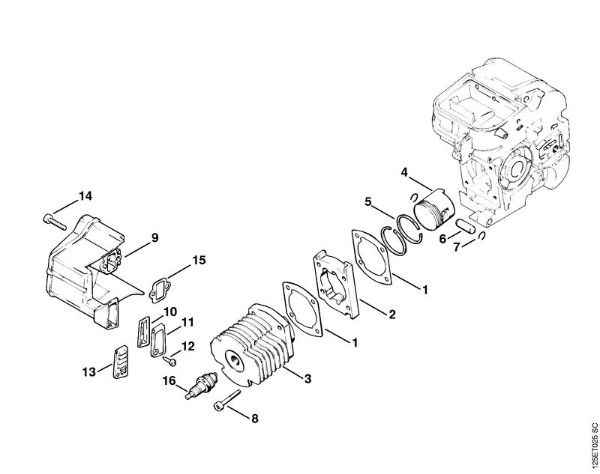 Moto-serras a gasolina (MS) 009 Q Cilindro da marca Stihl