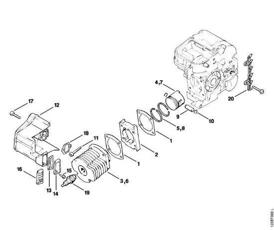 Moto-serras a gasolina (MS) 010 AV Cilindro da marca Stihl