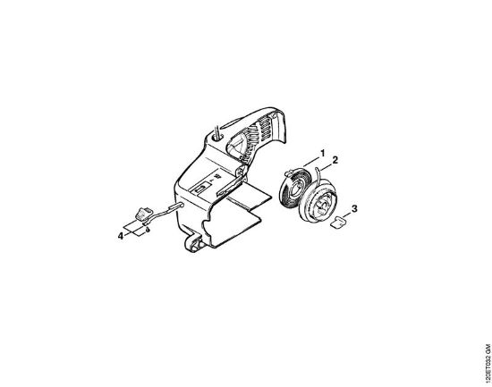 Moto-serras a gasolina (MS) 010 AV Dispositivo de arranque (32.88), (35.85), (17.82) da marca Stihl