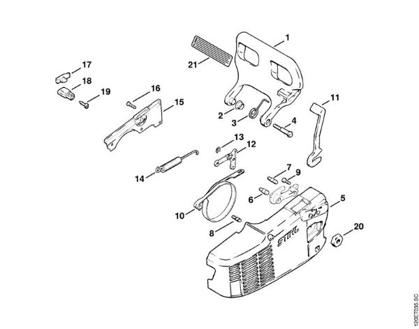 Moto-serras a gasolina (MS) 010 AV Freio da corrente da marca Stihl