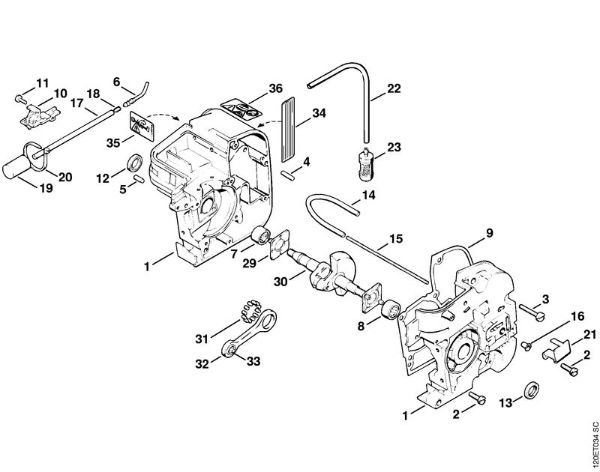 Moto-serras a gasolina (MS) 010 AVEQ Caixa da cambota da marca Stihl