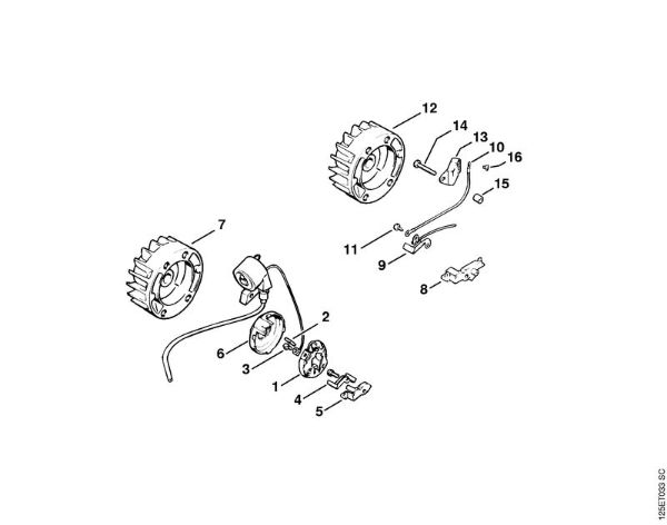 Moto-serras a gasolina (MS) 011 AVE Sistema de ignição (27.86), (25.84), (27.83) da marca Stihl