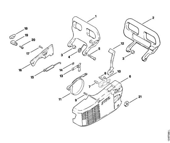 Moto-serras a gasolina (MS) 012 AVTEQ Freio da corrente da marca Stihl