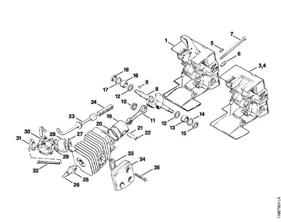 Moto-serras a gasolina (MS) 015 AV Caixa da cambota, Pistão da marca Stihl