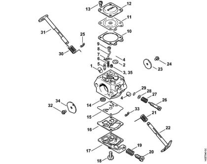 Moto-serras a gasolina (MS) 017 Carburador WT-325 (05.2000) da marca Stihl
