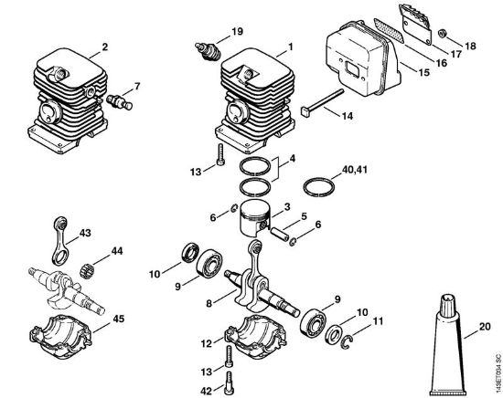 Moto-serras a gasolina (MS) 017 Cilindro da marca Stihl