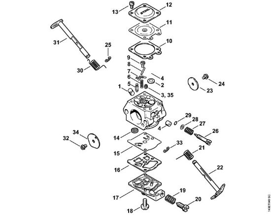 Moto-serras a gasolina (MS) 017 C Carburador WT-325 (05.2000) da marca Stihl