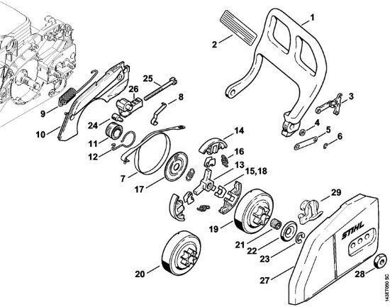 Moto-serras a gasolina (MS) 017 C Protector, Freio de corrente da marca Stihl